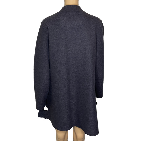 Women's 2 Oska Gray 100% Boiled Wool Open Mid-Thigh Coat - Picture 3 of 6